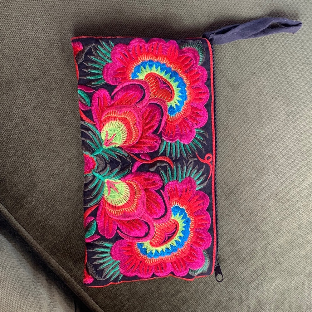 Embroidered Wristlet